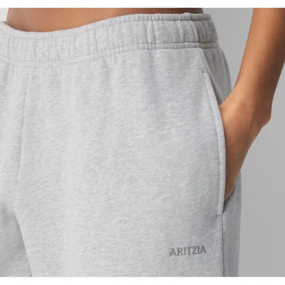 Aritzia Tna Cozy Sweatfleece Mega Straight Sweatpants Heather Chrome XL Grey - Picture 5 of 7